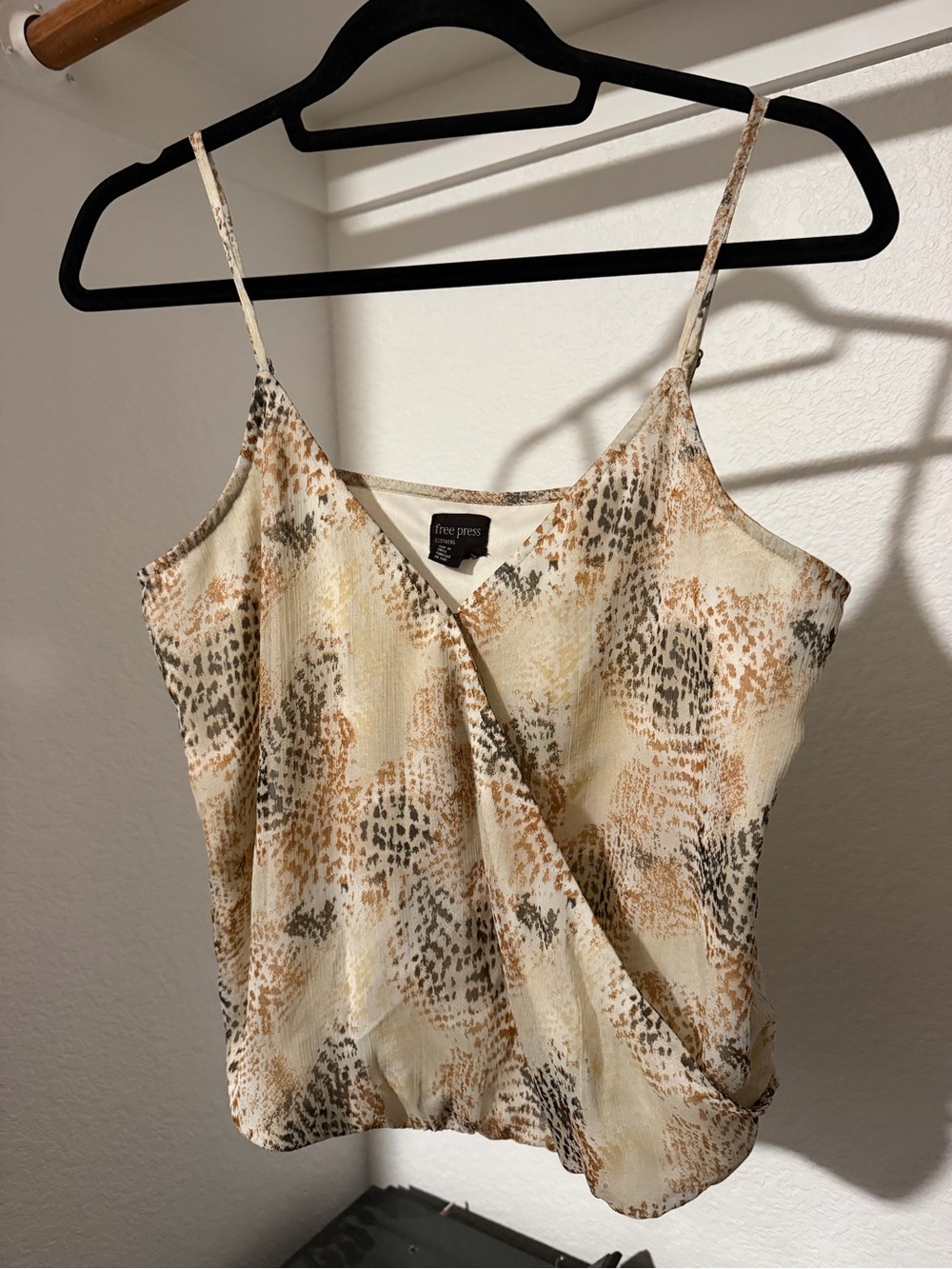 Free Press Cream & Brown Snake-Print Surplice Cami
